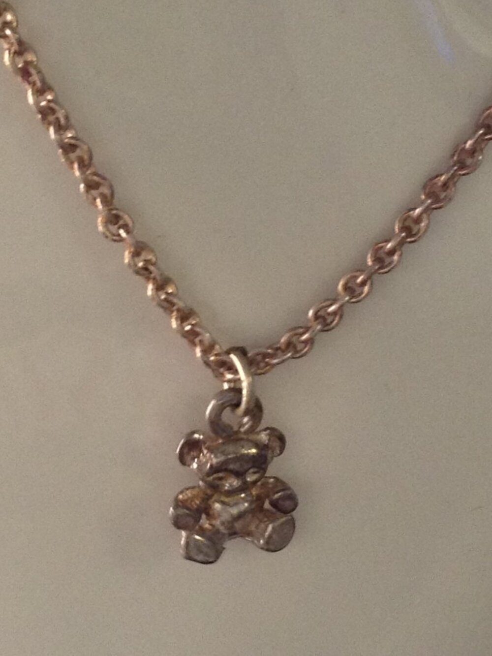 VTG 80's Sterling Necklace Small Teddy Bear Y2K Fairycore Minimalist Girlhood - Picture 3 of 5